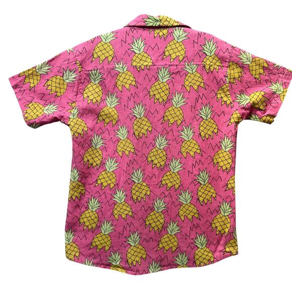 Sovereign Code Hawaiian Short Sleeve Shirt Pineapple Print Pink Yellow Men S - Picture 5 of 9